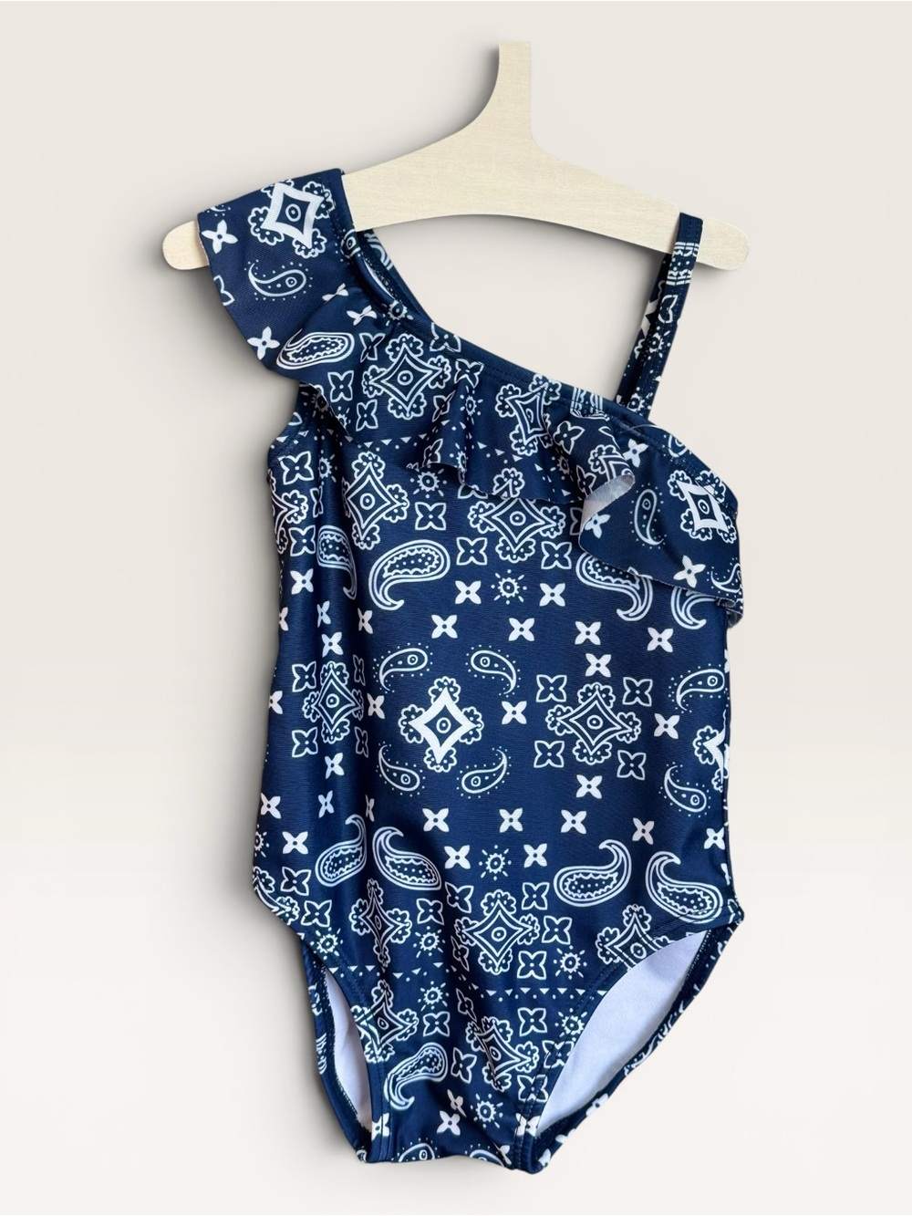 NWOT Crazy 8 Baby Girl Navy Bandana Paisley One Shoulder Swimsuit 12-18M